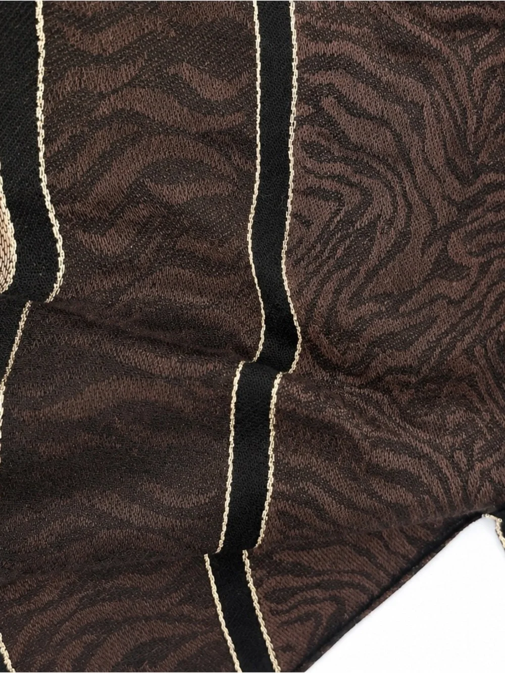 Pashmina Scarf Shawl Wrap Brown Animal Print Metallic Cover Up Fringe 80x27 OSFA